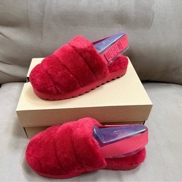 UGG Shoes - Red Ugg Womens Super Fluffy Slippers Sz 9